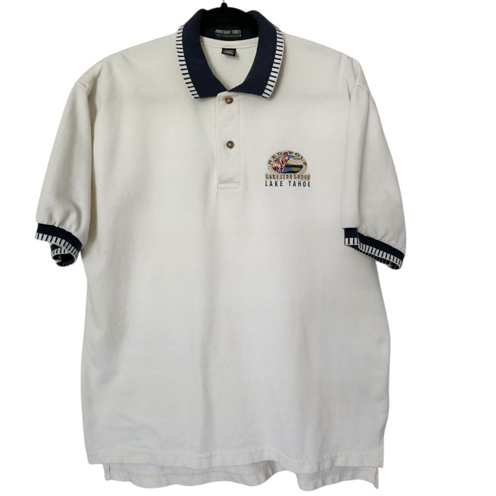 Jonathan Corey Mens Polo Red Wolf Lakeside Lodge Lake Tahoe Embroidered Large